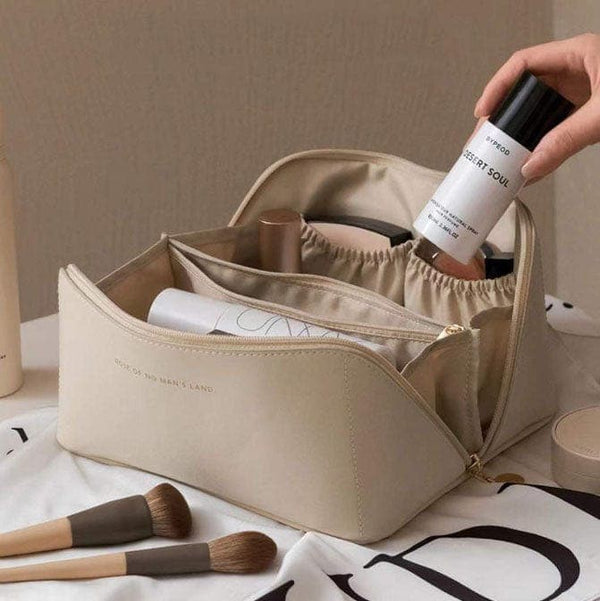 BellaPack Make-up Tasche mit großer Öffnung | Wasserfest & Verstellbare Fächer | 26x11x15 cm | Für Reisen & Alltag