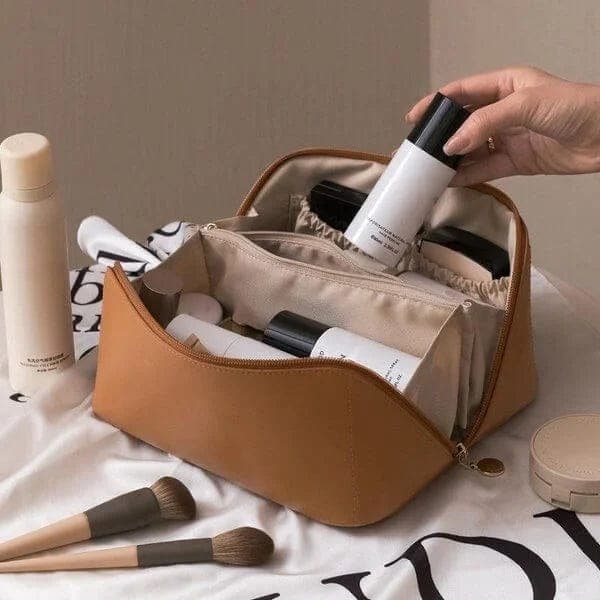 BellaPack Make-up Tasche mit großer Öffnung | Wasserfest & Verstellbare Fächer | 26x11x15 cm | Für Reisen & Alltag