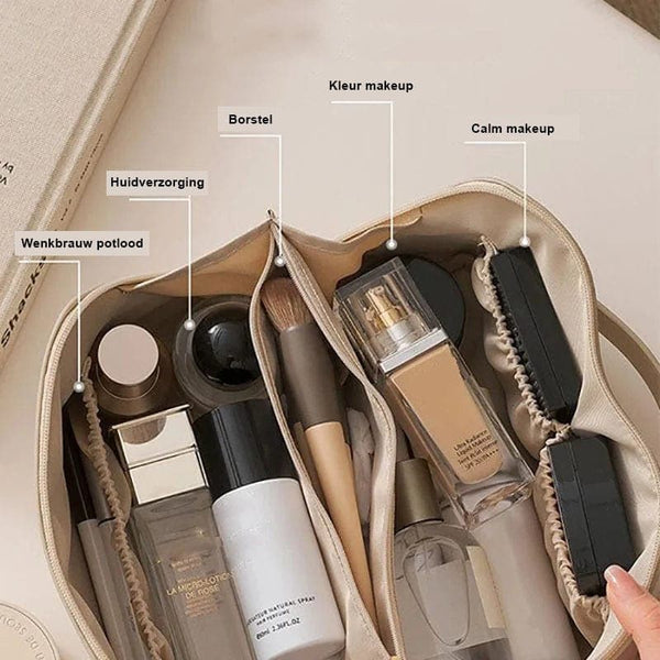 BellaPack Make-up Tasche mit großer Öffnung | Wasserfest & Verstellbare Fächer | 26x11x15 cm | Für Reisen & Alltag