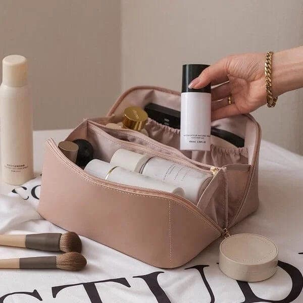 BellaPack Make-up Tasche mit großer Öffnung | Wasserfest & Verstellbare Fächer | 26x11x15 cm | Für Reisen & Alltag