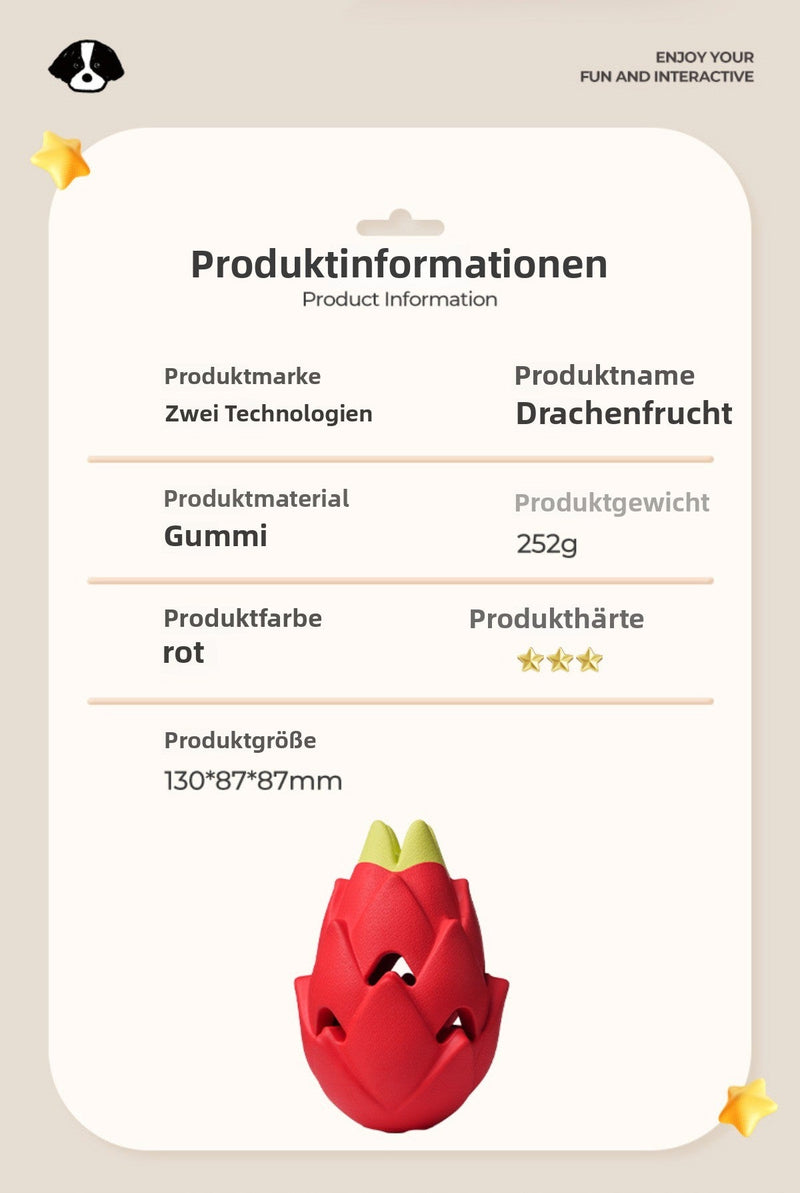 KauSpiel DragoFruit | Beißspielzeug für Hunde | Robust & Zahnfreundlich | Gummi Rot