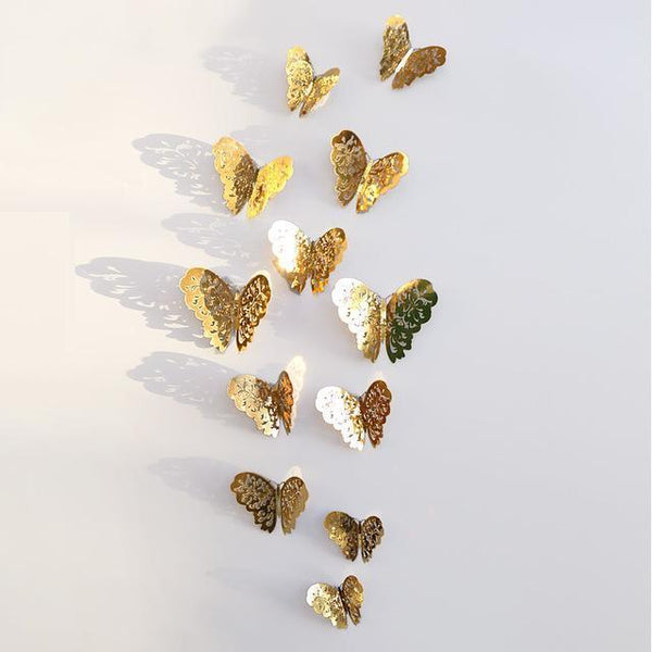 3D Schmetterlinge | Wanddeko Frühling | Magnet & Aufkleber | Gold oder Silber