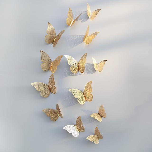 3D Schmetterlinge | Wanddeko Frühling | Magnet & Aufkleber | Gold oder Silber