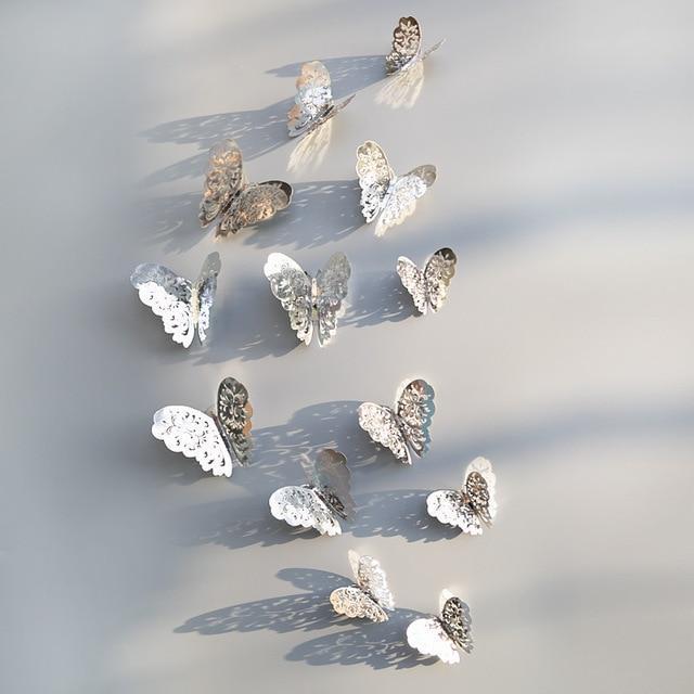 3D Schmetterlinge | Wanddeko Frühling | Magnet & Aufkleber | Gold oder Silber