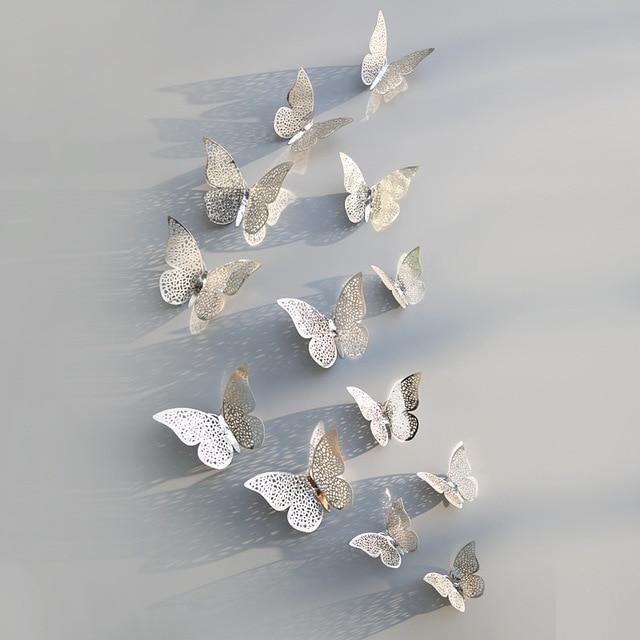 3D Schmetterlinge | Wanddeko Frühling | Magnet & Aufkleber | Gold oder Silber