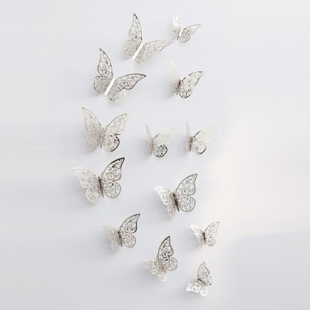 3D Schmetterlinge | Wanddeko Frühling | Magnet & Aufkleber | Gold oder Silber