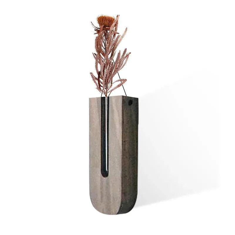 Wandvase FLORAVIA | Holz & Glas | 22×8,5×3 cm | Minimalistisches Design für Blumen & Pflanzen