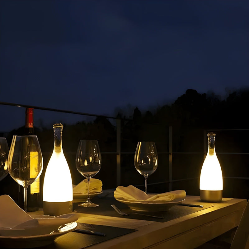 Vinalume LED Tischlampe Weinflaschen-Design | Wiederaufladbar & Kabellos | Warmweiß 3500K | Touch-Steuerung