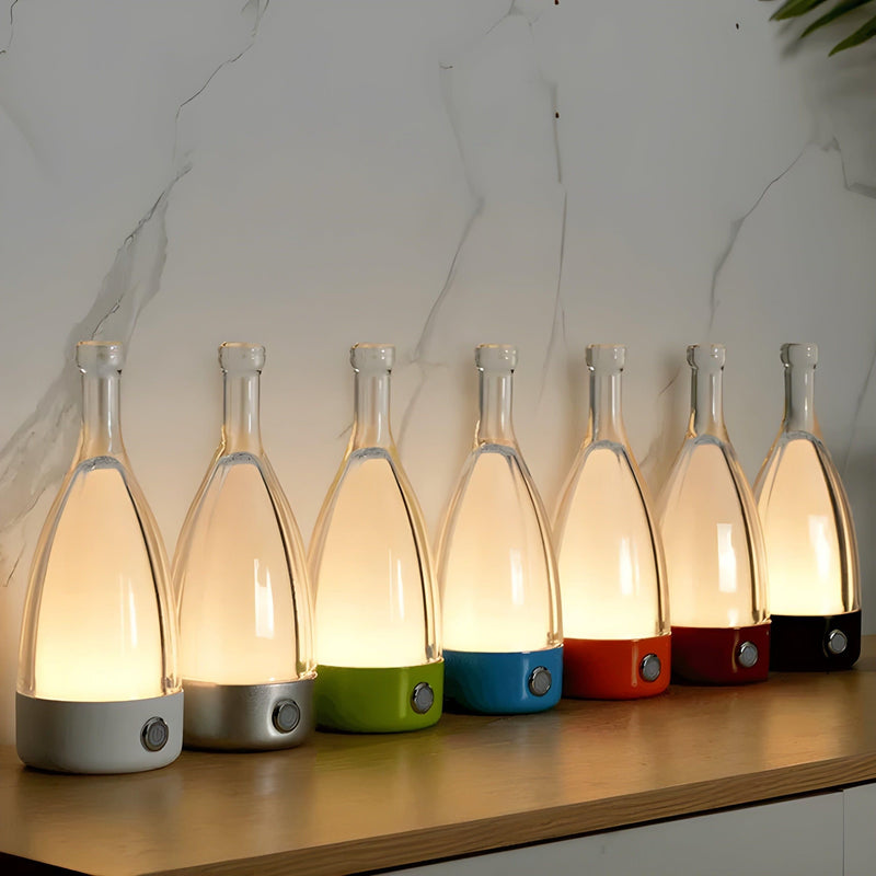 Vinalume LED Tischlampe Weinflaschen-Design | Wiederaufladbar & Kabellos | Warmweiß 3500K | Touch-Steuerung