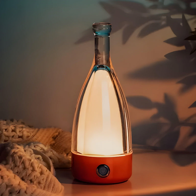 Vinalume LED Tischlampe Weinflaschen-Design | Wiederaufladbar & Kabellos | Warmweiß 3500K | Touch-Steuerung