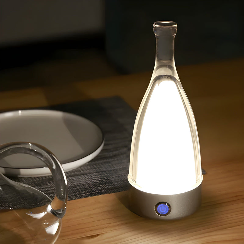 Vinalume LED Tischlampe Weinflaschen-Design | Wiederaufladbar & Kabellos | Warmweiß 3500K | Touch-Steuerung