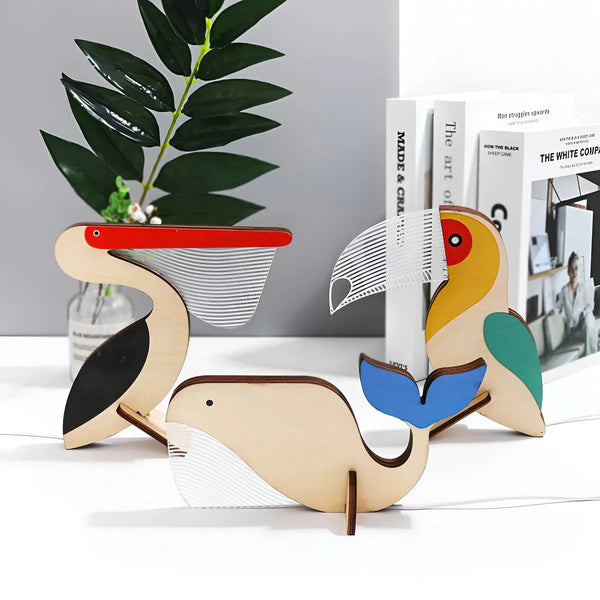Lumimini Kinder Nachtlicht Tiermotive | Sanftes LED-Licht | USB-Anschluss | Aus Acryl & Holz