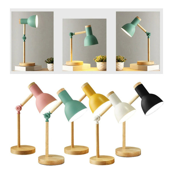 Nordivio Skandinavische Tischlampe | Verstellbar & Faltbar | Holz & Metall | Höhe 45 cm