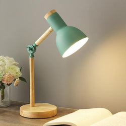 Nordivio Skandinavische Tischlampe | Verstellbar & Faltbar | Holz & Metall | Höhe 45 cm