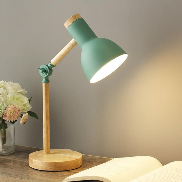 Nordivio Skandinavische Tischlampe | Verstellbar & Faltbar | Holz & Metall | Höhe 45 cm