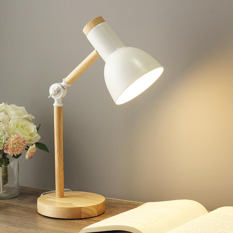 Nordivio Skandinavische Tischlampe | Verstellbar & Faltbar | Holz & Metall | Höhe 45 cm