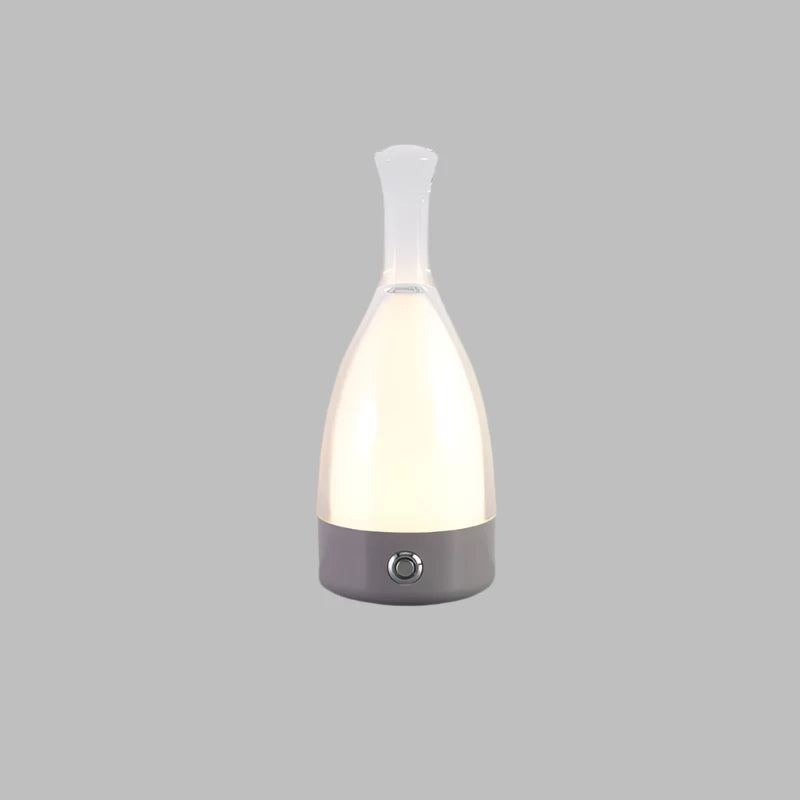 Luvino LED Nachtlicht Weinflaschen-Design | Touch-Dimmer 3-Stufen | USB-Aufladbar | Ø9×23 cm | Glas & Acryl